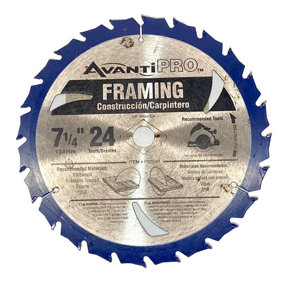 Avanti Pro Framing Construction 7-1/4 in x 24 Tooth Carbide Saw‎ Blade P0724R